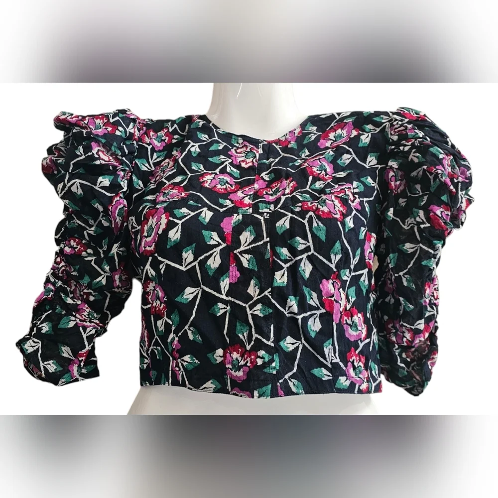 Isabel Marant Étoile Silva Floral Puff Sleeve Top NWT - Picture 7 of 10
